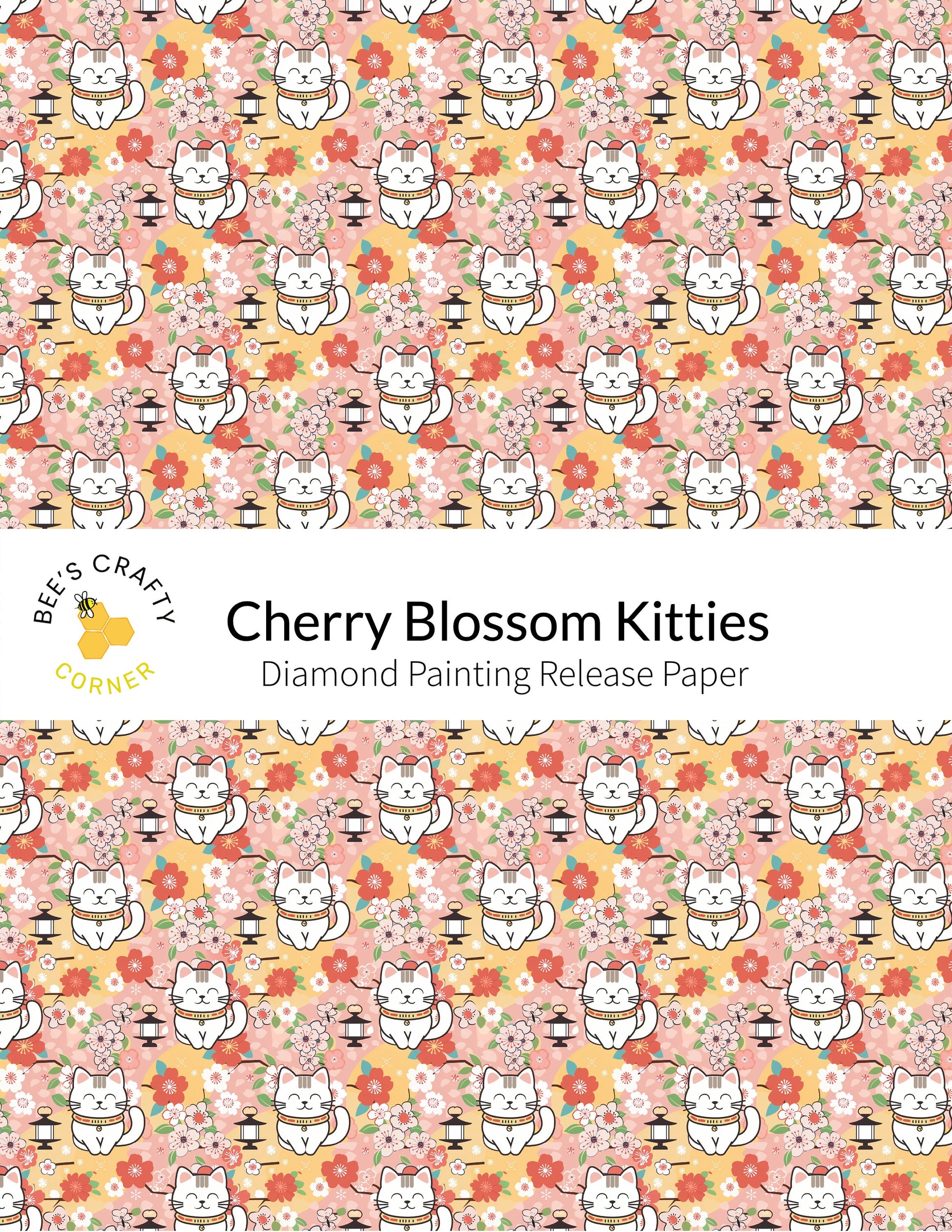 RELEASE PAPER | Cherry Blossom Kitties - Reusable Patterned Diamond Painting Release Paper