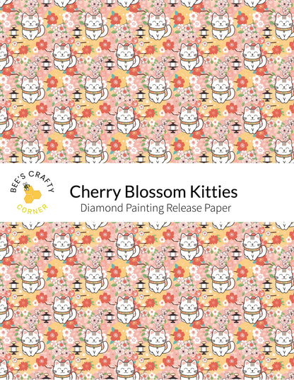 RELEASE PAPER | Cherry Blossom Kitties - Reusable Patterned Diamond Painting Release Paper