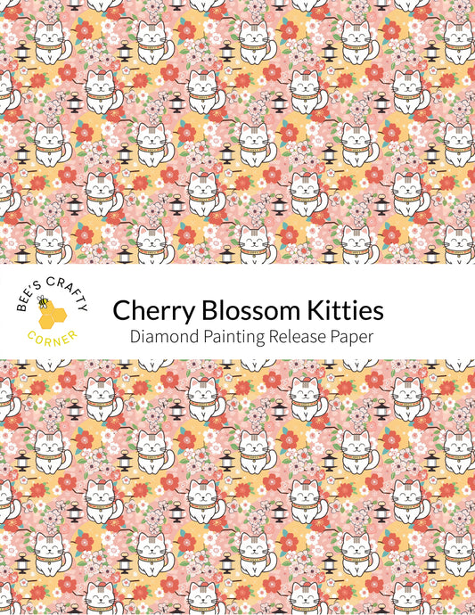 RELEASE PAPER | Cherry Blossom Kitties - Reusable Patterned Diamond Painting Release Paper
