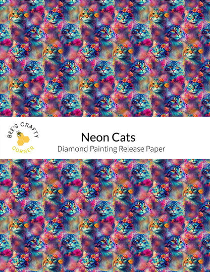 RELEASE PAPER | Neon Cats - Reusable Patterned Diamond Painting Release Paper