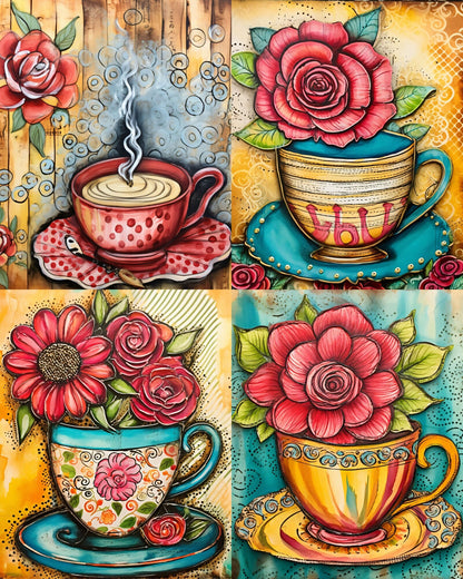 RELEASE PAPER | Colourful Coffee - Theme Pack Reusable Diamond Painting Release Paper