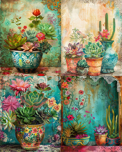 RELEASE PAPER | Succulent Pots - Theme Pack Reusable Diamond Painting Release Paper
