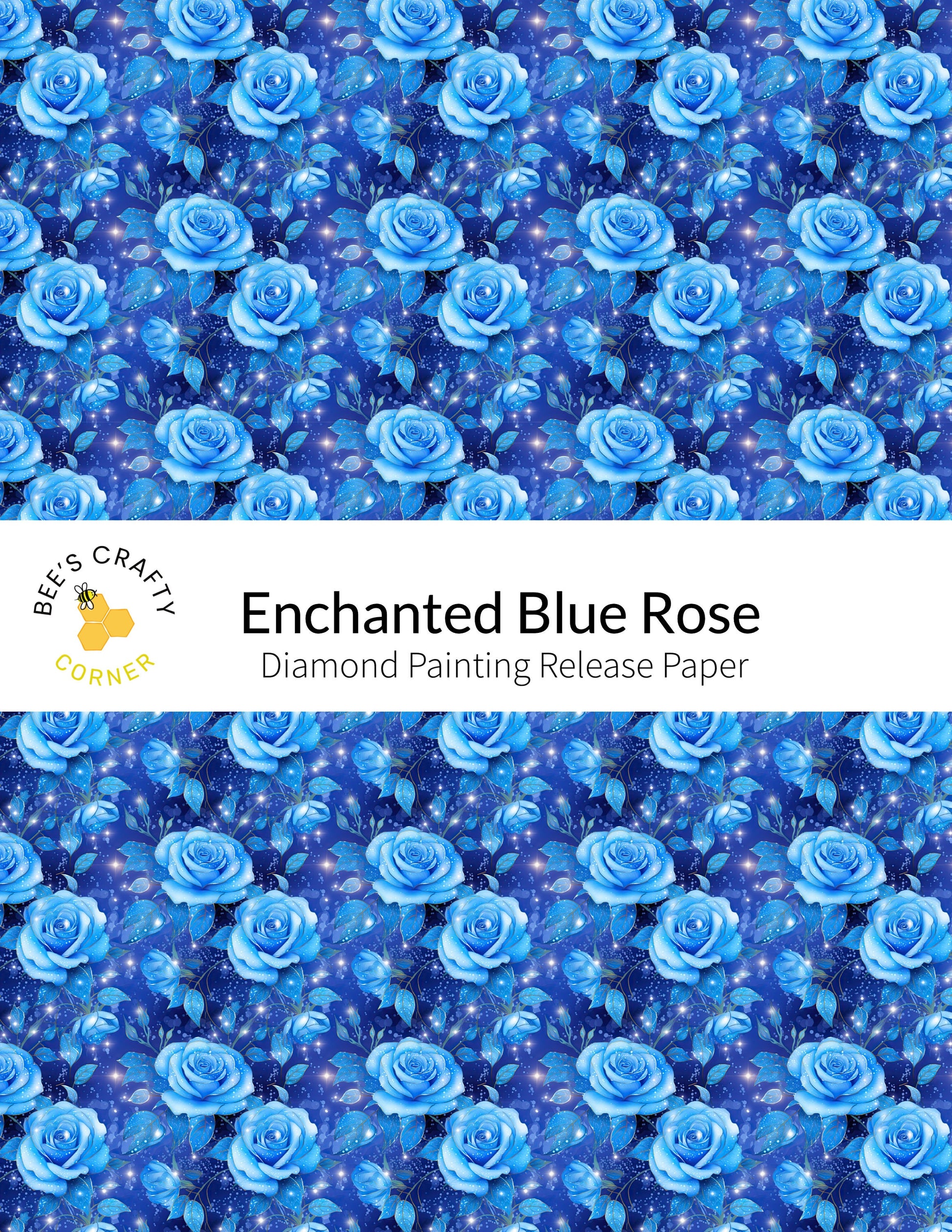 RELEASE PAPER | Enchanted Blue Rose - Reusable Patterned Diamond Painting Release Paper