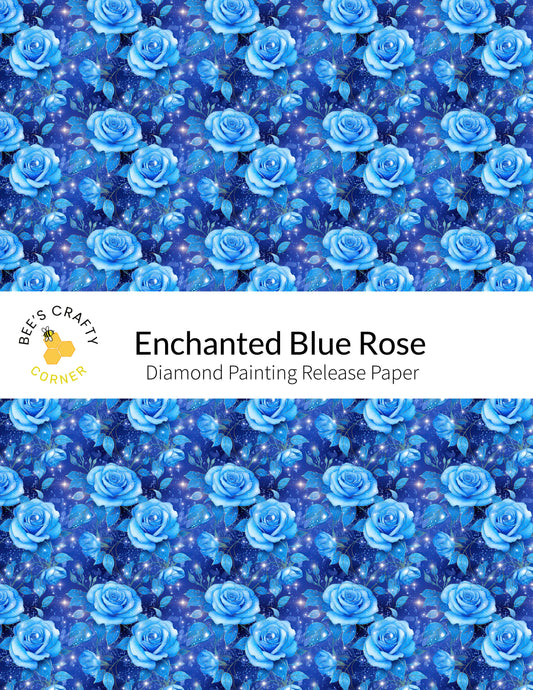 RELEASE PAPER | Enchanted Blue Rose - Reusable Patterned Diamond Painting Release Paper