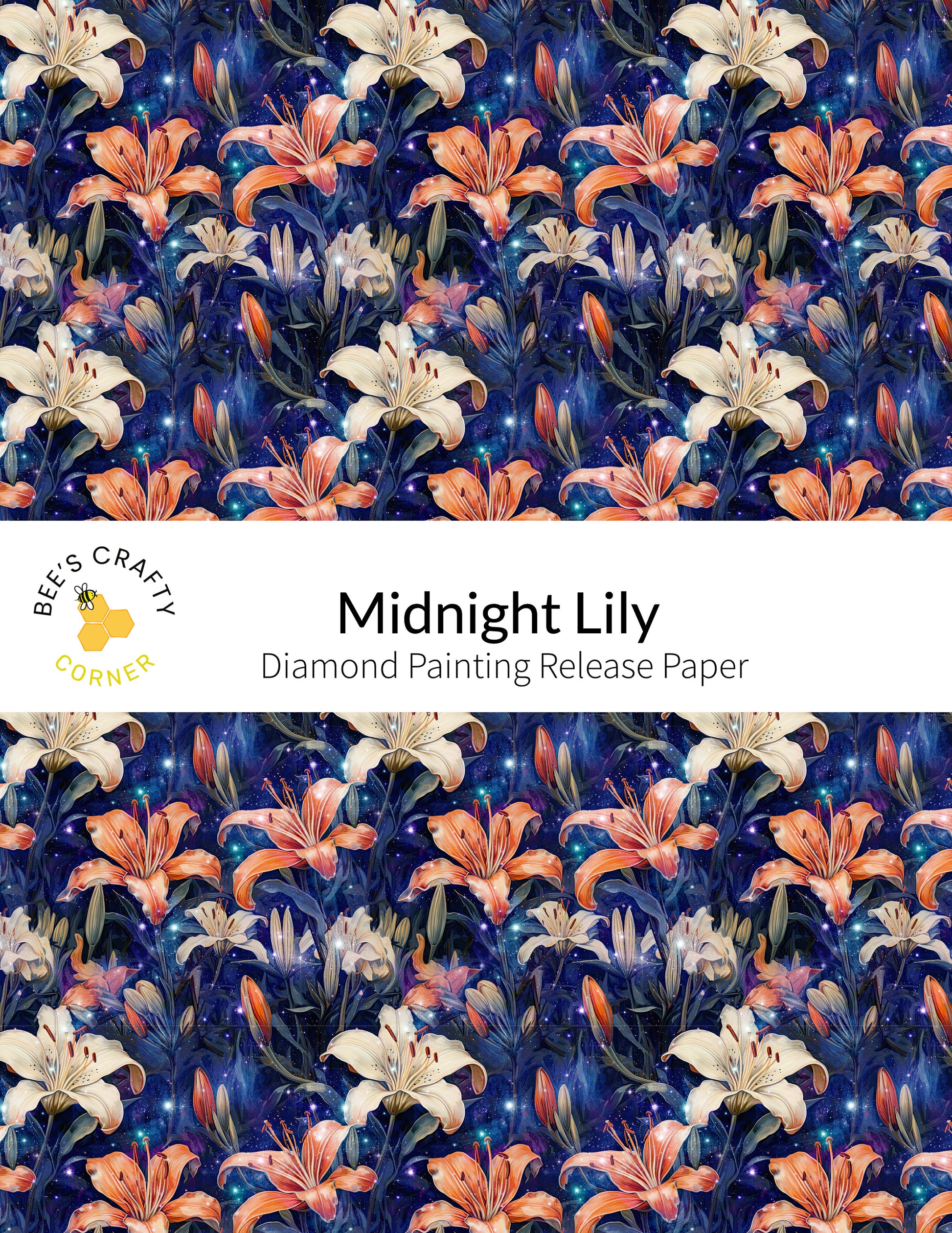 RELEASE PAPER | Midnight Lily - Reusable Patterned Diamond Painting Release Paper
