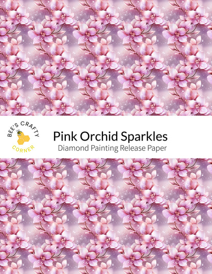 RELEASE PAPER | Pink Orchid Sparkles - Reusable Patterned Diamond Painting Release Paper