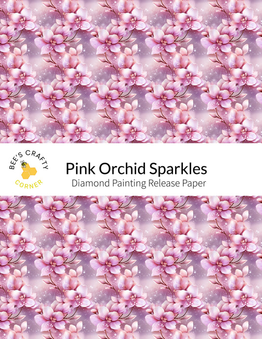RELEASE PAPER | Pink Orchid Sparkles - Reusable Patterned Diamond Painting Release Paper