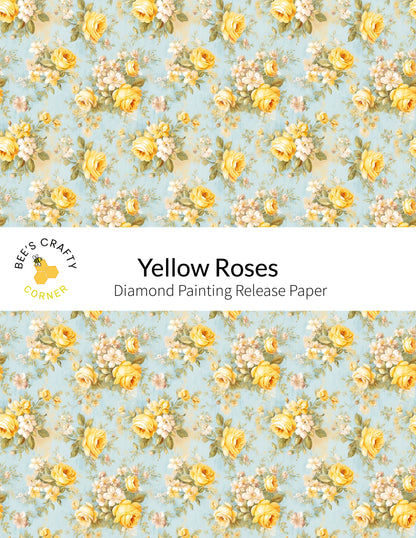 RELEASE PAPER | Yellow Roses - Reusable Patterned Diamond Painting Release Paper