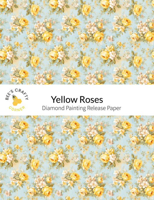 RELEASE PAPER | Yellow Roses - Reusable Patterned Diamond Painting Release Paper