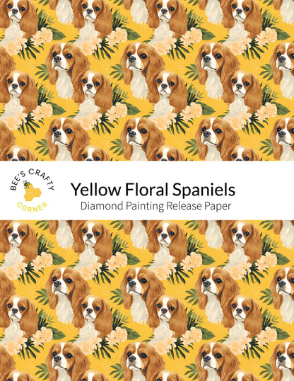 RELEASE PAPER | Yellow Floral Spaniels - Reusable Patterned Diamond Painting Release Paper