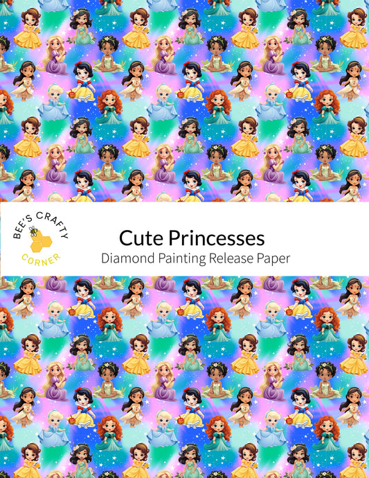 RELEASE PAPER | Cute Princesses - Reusable Patterned Diamond Painting Release Paper