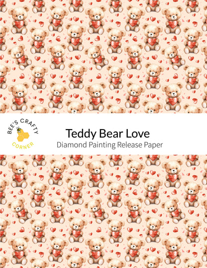 RELEASE PAPER | Teddy Bear Love - Reusable Patterned Diamond Painting Release Paper