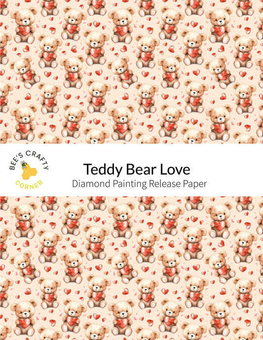 RELEASE PAPER | Teddy Bear Love - Reusable Patterned Diamond Painting Release Paper