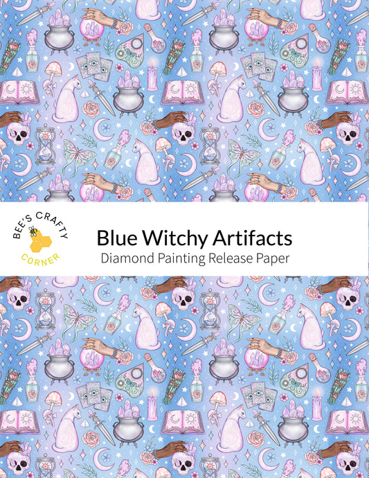 RELEASE PAPER | Blue Witchy Artifacts - Reusable Patterned Diamond Painting Release Paper