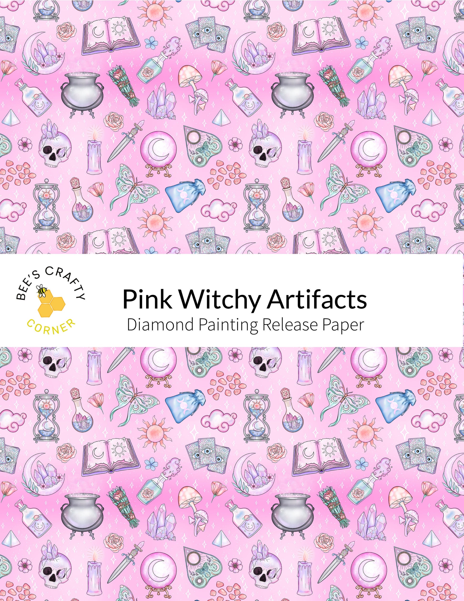 RELEASE PAPER | Pink Witchy Artifacts - Reusable Patterned Diamond Painting Release Paper