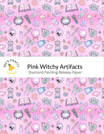 RELEASE PAPER | Pink Witchy Artifacts - Reusable Patterned Diamond Painting Release Paper