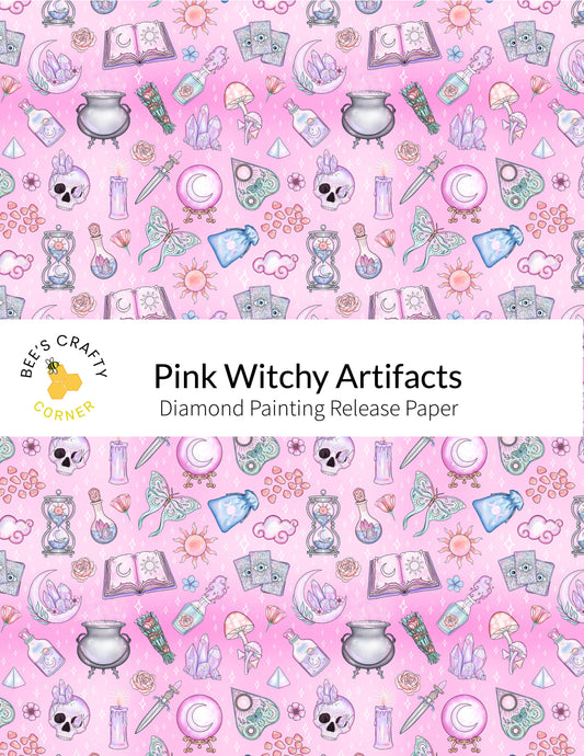 RELEASE PAPER | Pink Witchy Artifacts - Reusable Patterned Diamond Painting Release Paper