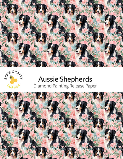 RELEASE PAPER | Aussie Shepherds - Reusable Patterned Diamond Painting Release Paper