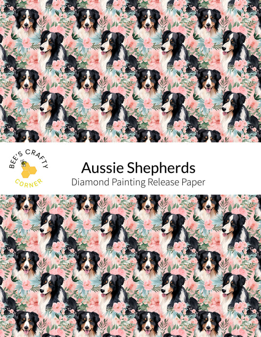 RELEASE PAPER | Aussie Shepherds - Reusable Patterned Diamond Painting Release Paper