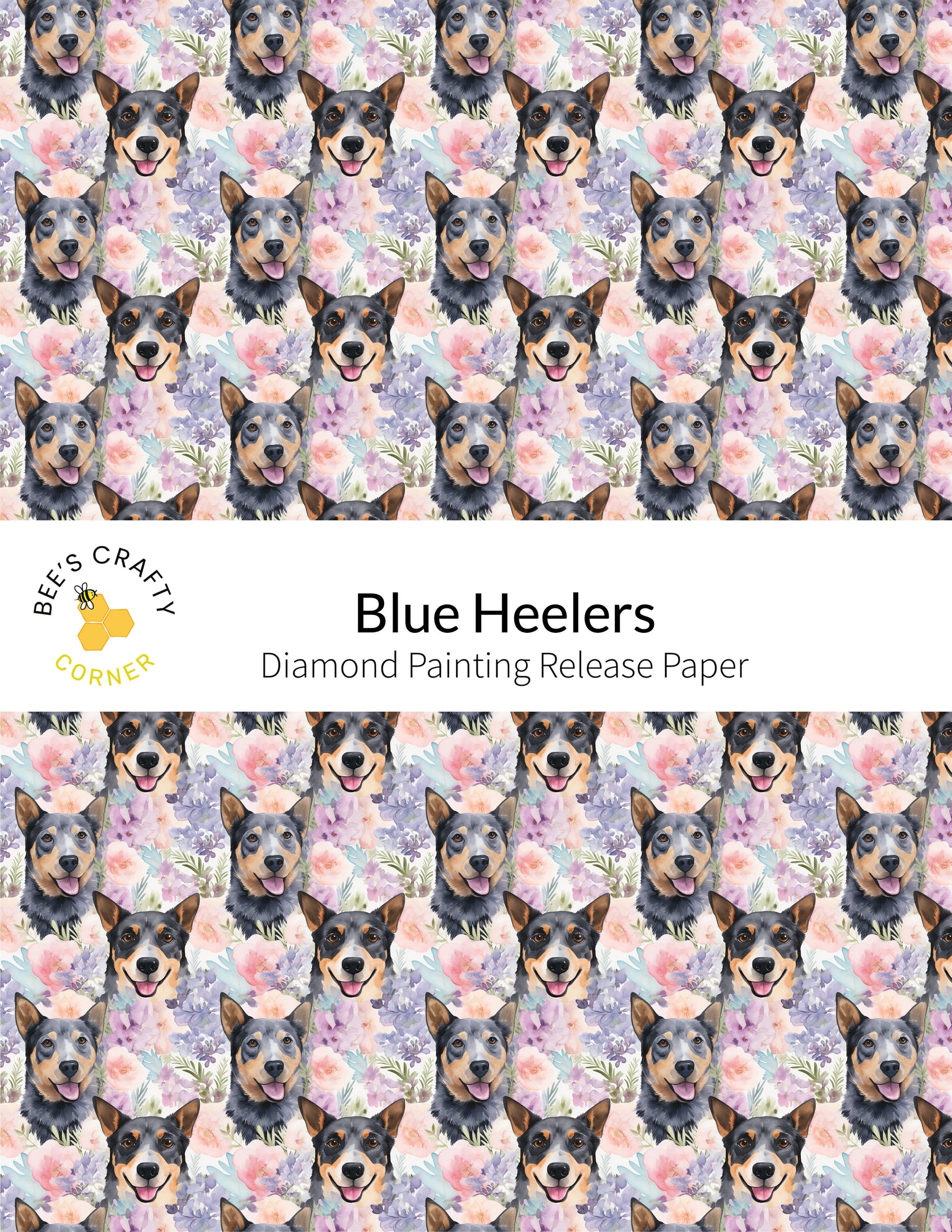 RELEASE PAPER | Blue Heelers - Reusable Patterned Diamond Painting Release Paper