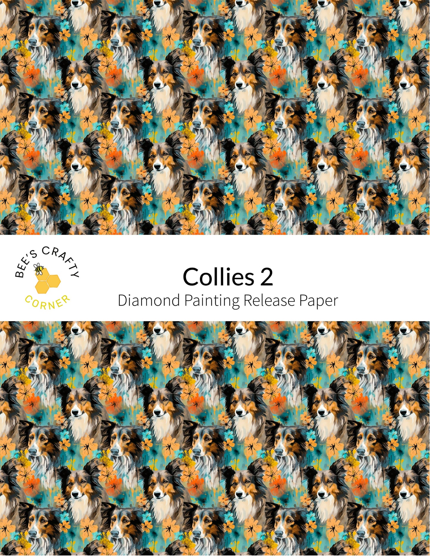 RELEASE PAPER | Collies #2 - Reusable Patterned Diamond Painting Release Paper