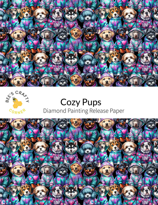 RELEASE PAPER | Cozy Pups - Reusable Patterned Diamond Painting Release Paper