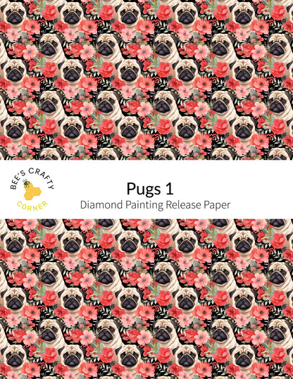 RELEASE PAPER | Pugs #1 - Reusable Patterned Diamond Painting Release Paper