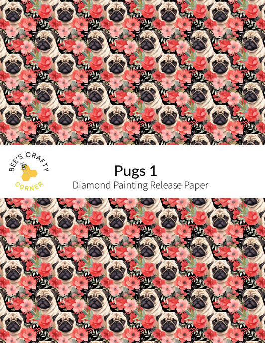 RELEASE PAPER | Pugs #1 - Reusable Patterned Diamond Painting Release Paper