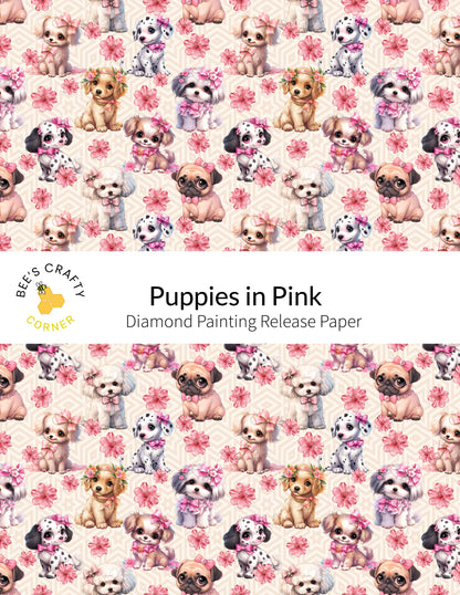 RELEASE PAPER | Puppies in Pink - Reusable Patterned Diamond Painting Release Paper