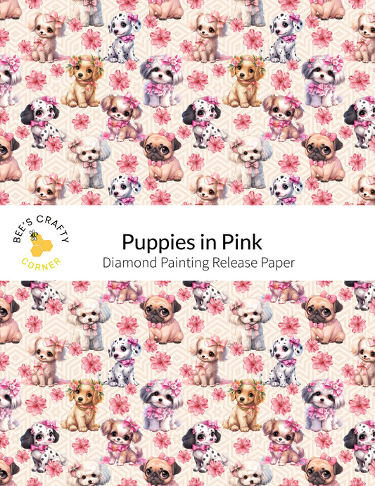 RELEASE PAPER | Puppies in Pink - Reusable Patterned Diamond Painting Release Paper