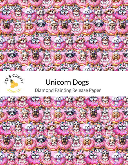 RELEASE PAPER | Unicorn Dogs - Reusable Patterned Diamond Painting Release Paper