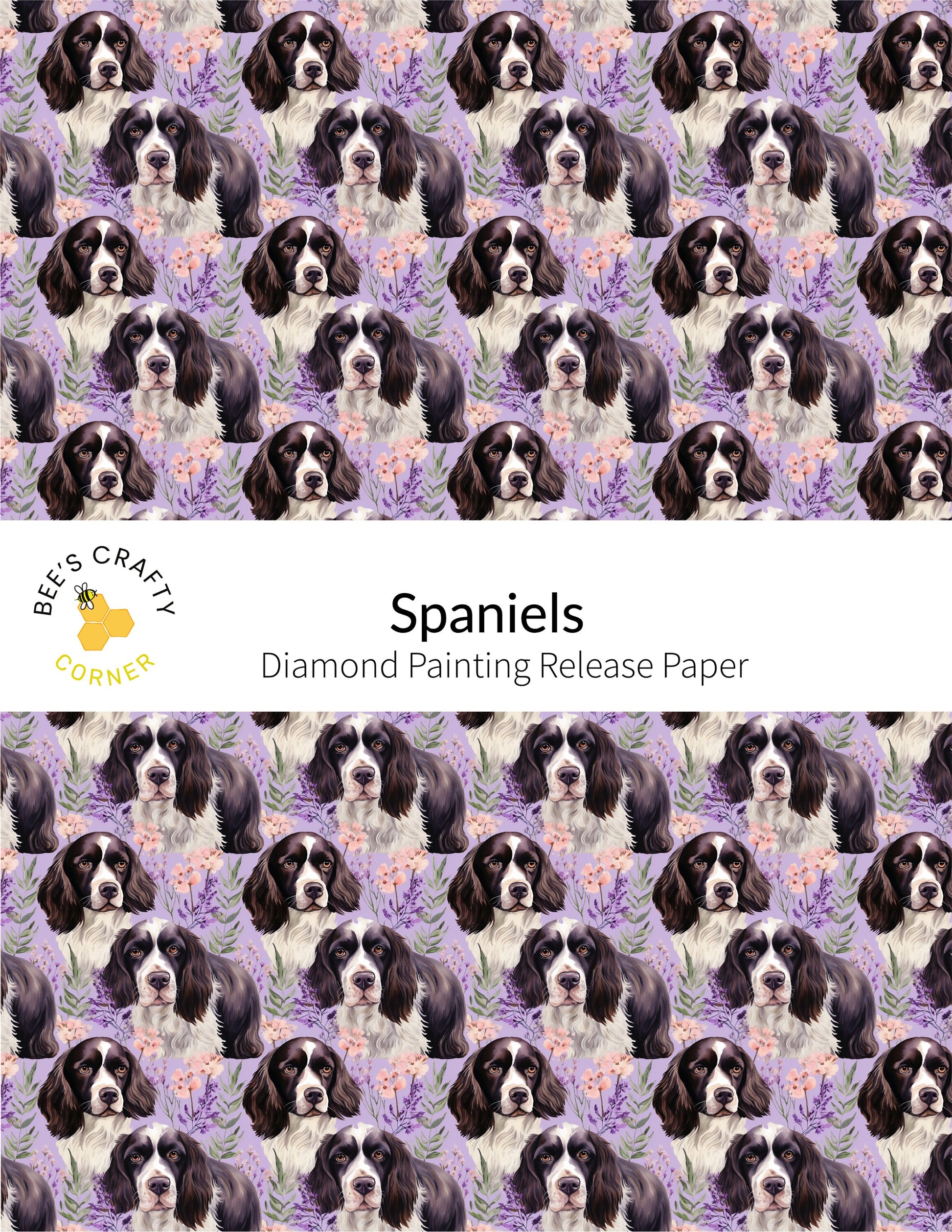 RELEASE PAPER | Spaniels - Reusable Patterned Diamond Painting Release Paper