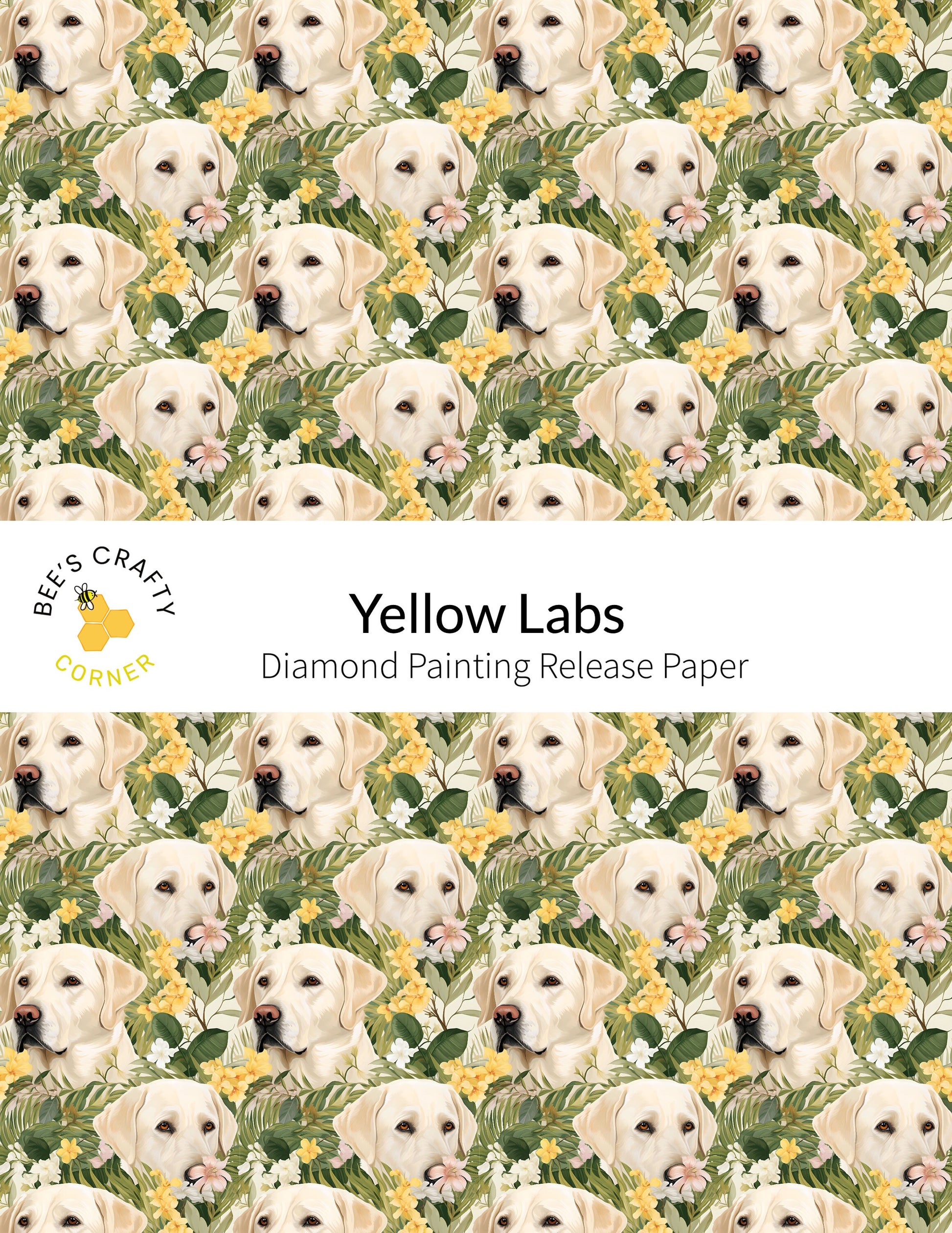 RELEASE PAPER | Yellow Labs - Reusable Patterned Diamond Painting Release Paper