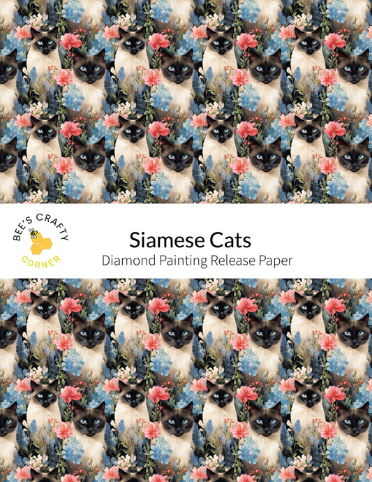 RELEASE PAPER | Siamese Cats - Reusable Patterned Diamond Painting Release Paper