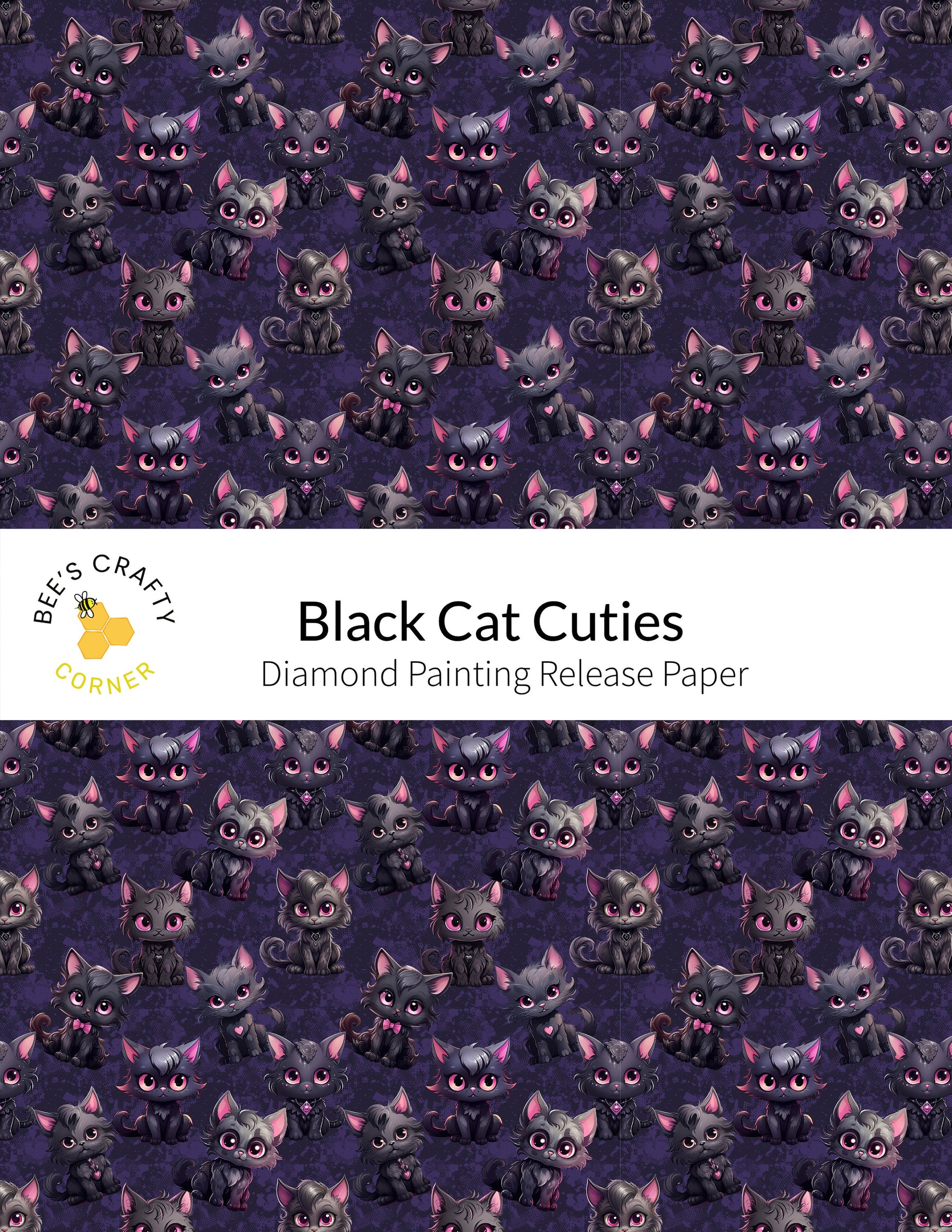 RELEASE PAPER | Black Cat Cuties - Reusable Patterned Diamond Painting Release Paper