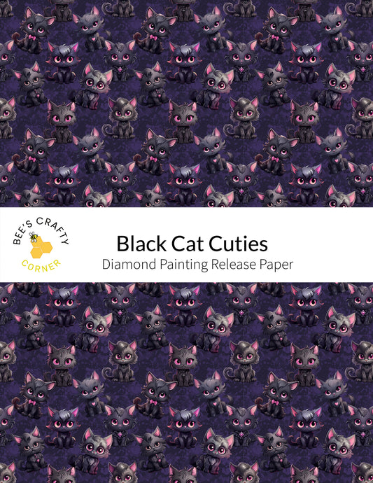 RELEASE PAPER | Black Cat Cuties - Reusable Patterned Diamond Painting Release Paper