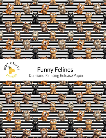 RELEASE PAPER | Funny Felines - Reusable Patterned Diamond Painting Release Paper