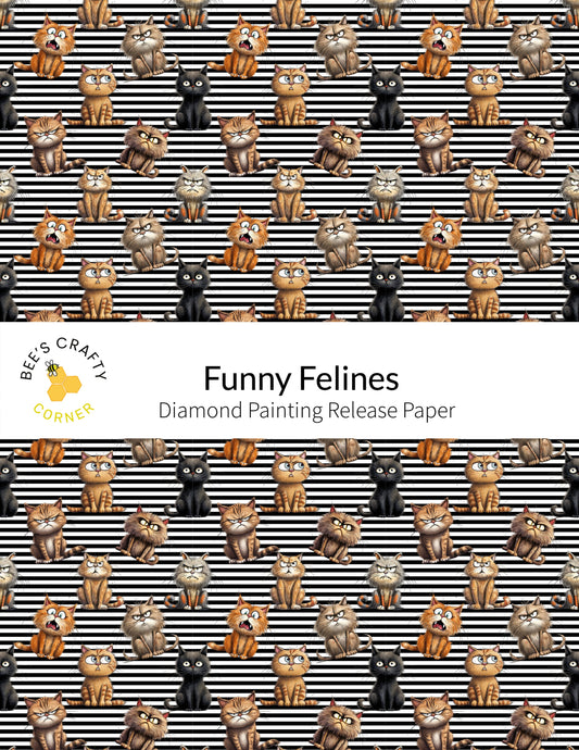 RELEASE PAPER | Funny Felines - Reusable Patterned Diamond Painting Release Paper