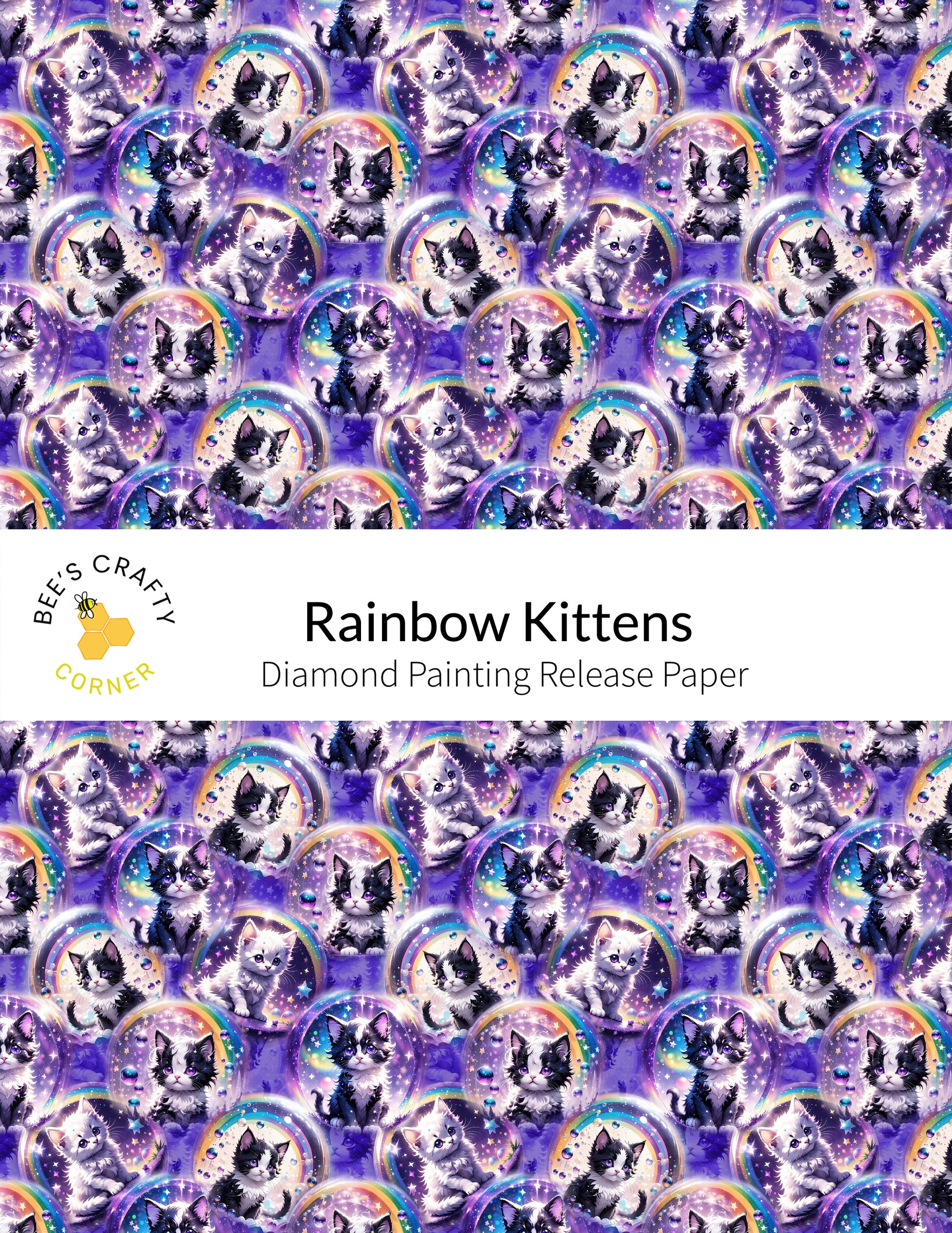 RELEASE PAPER | Rainbow Kittens - Reusable Patterned Diamond Painting Release Paper