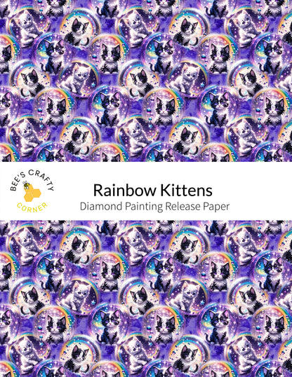 RELEASE PAPER | Rainbow Kittens - Reusable Patterned Diamond Painting Release Paper