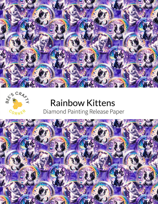 RELEASE PAPER | Rainbow Kittens - Reusable Patterned Diamond Painting Release Paper