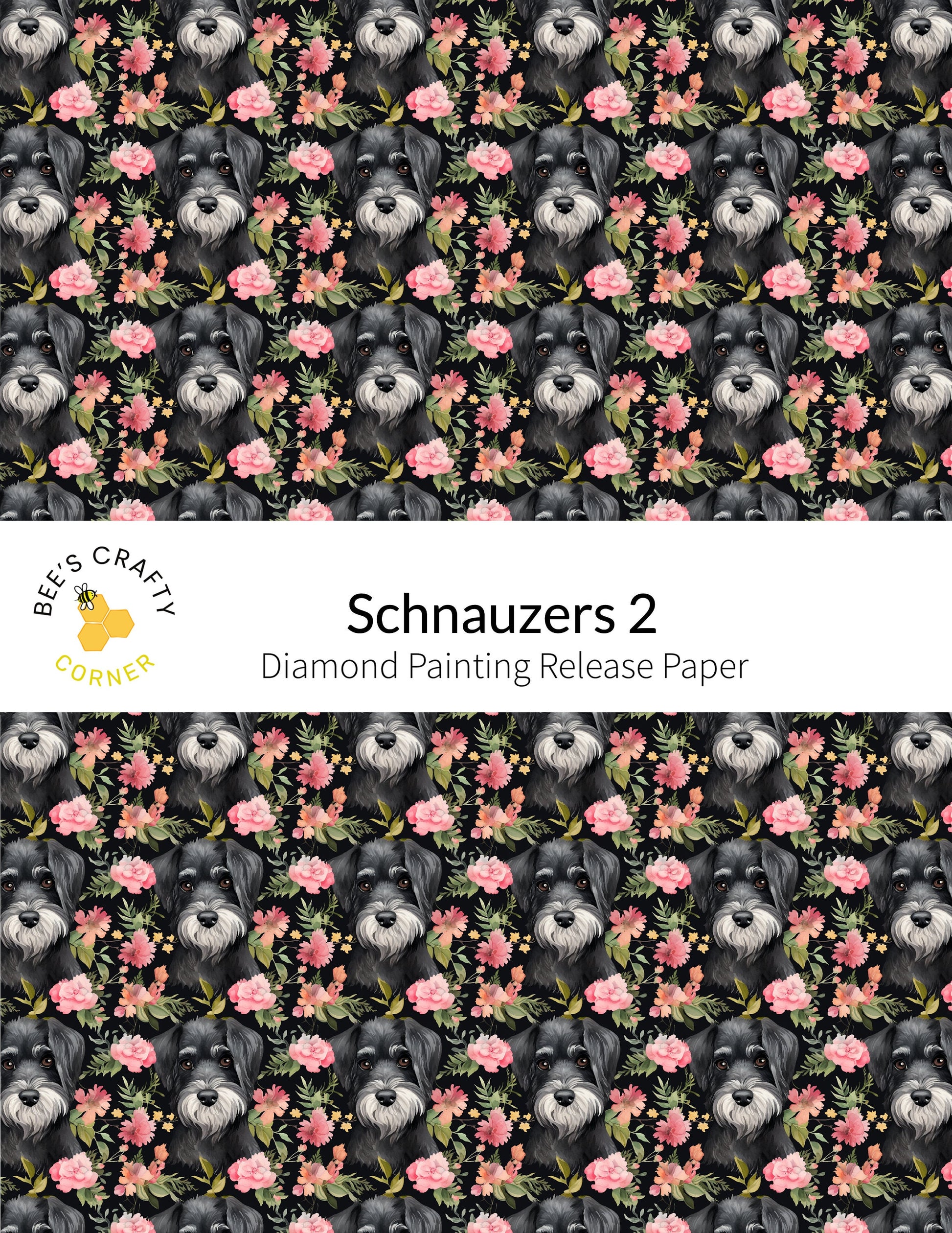 RELEASE PAPER | Schnauzers 2 - Reusable Patterned Diamond Painting Release Paper
