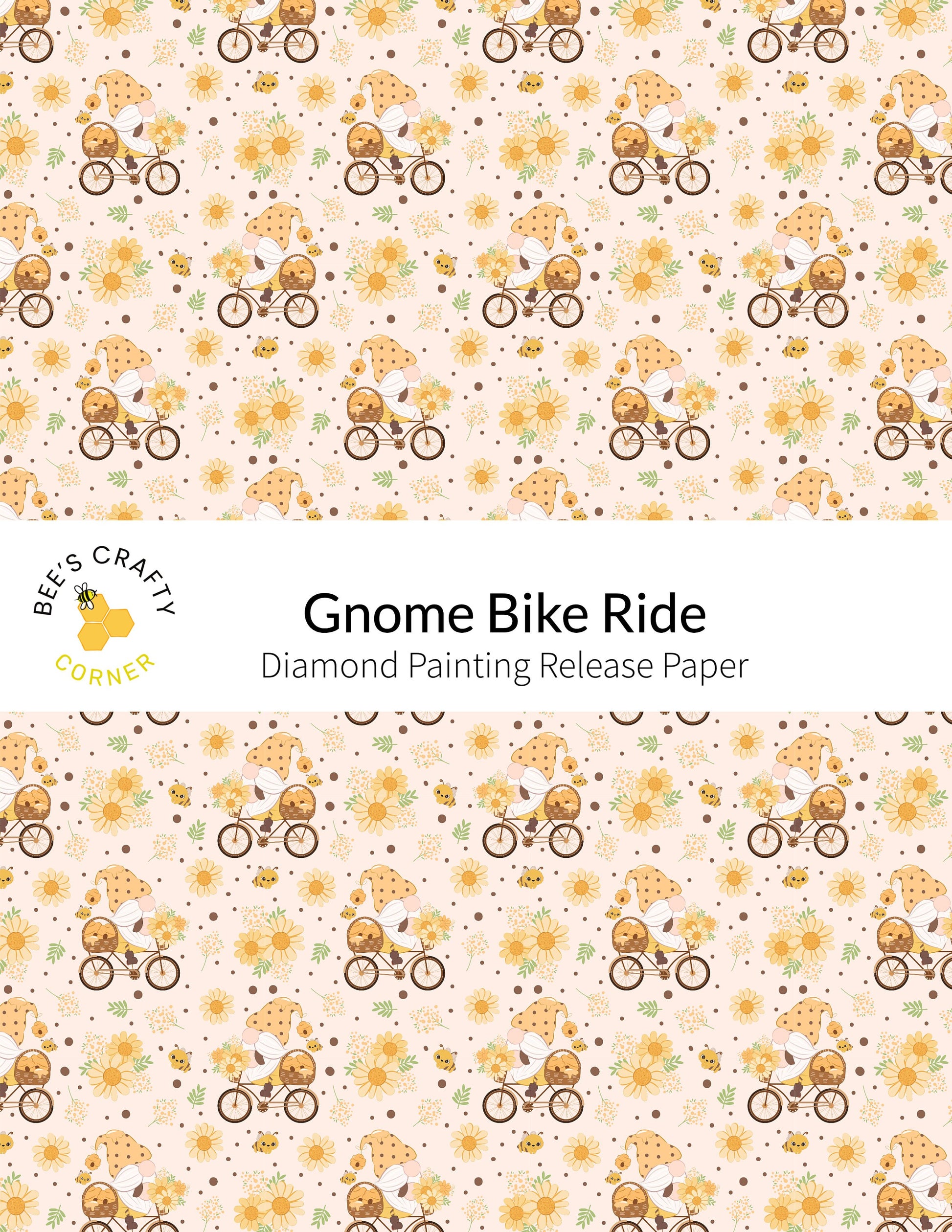 RELEASE PAPER | Gnome Bike Ride - Reusable Patterned Diamond Painting Release Paper