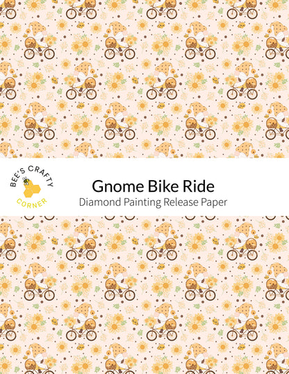 RELEASE PAPER | Gnome Bike Ride - Reusable Patterned Diamond Painting Release Paper