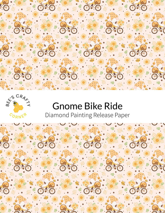 RELEASE PAPER | Gnome Bike Ride - Reusable Patterned Diamond Painting Release Paper