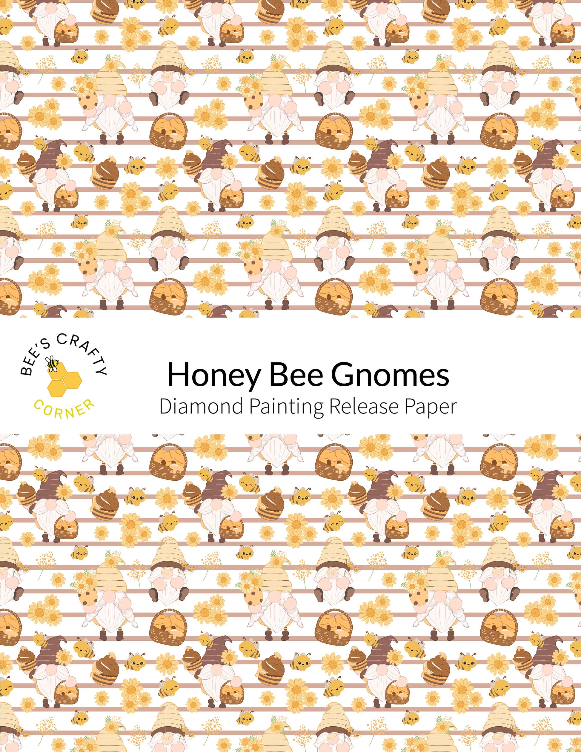 RELEASE PAPER | Honey Bee Gnomes - Reusable Patterned Diamond Painting Release Paper