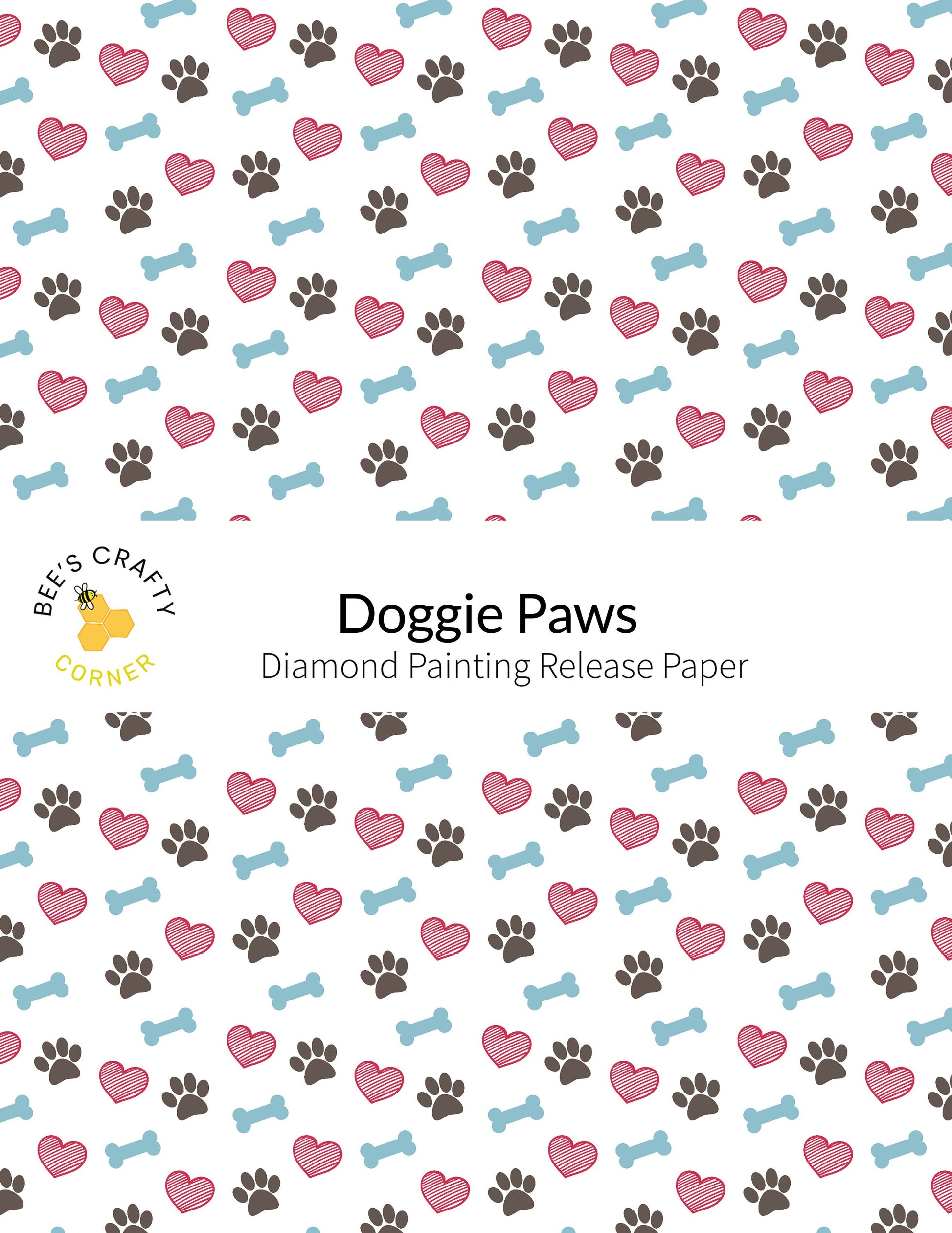 RELEASE PAPER | Doggie Paws - Reusable Patterned Diamond Painting Release Paper