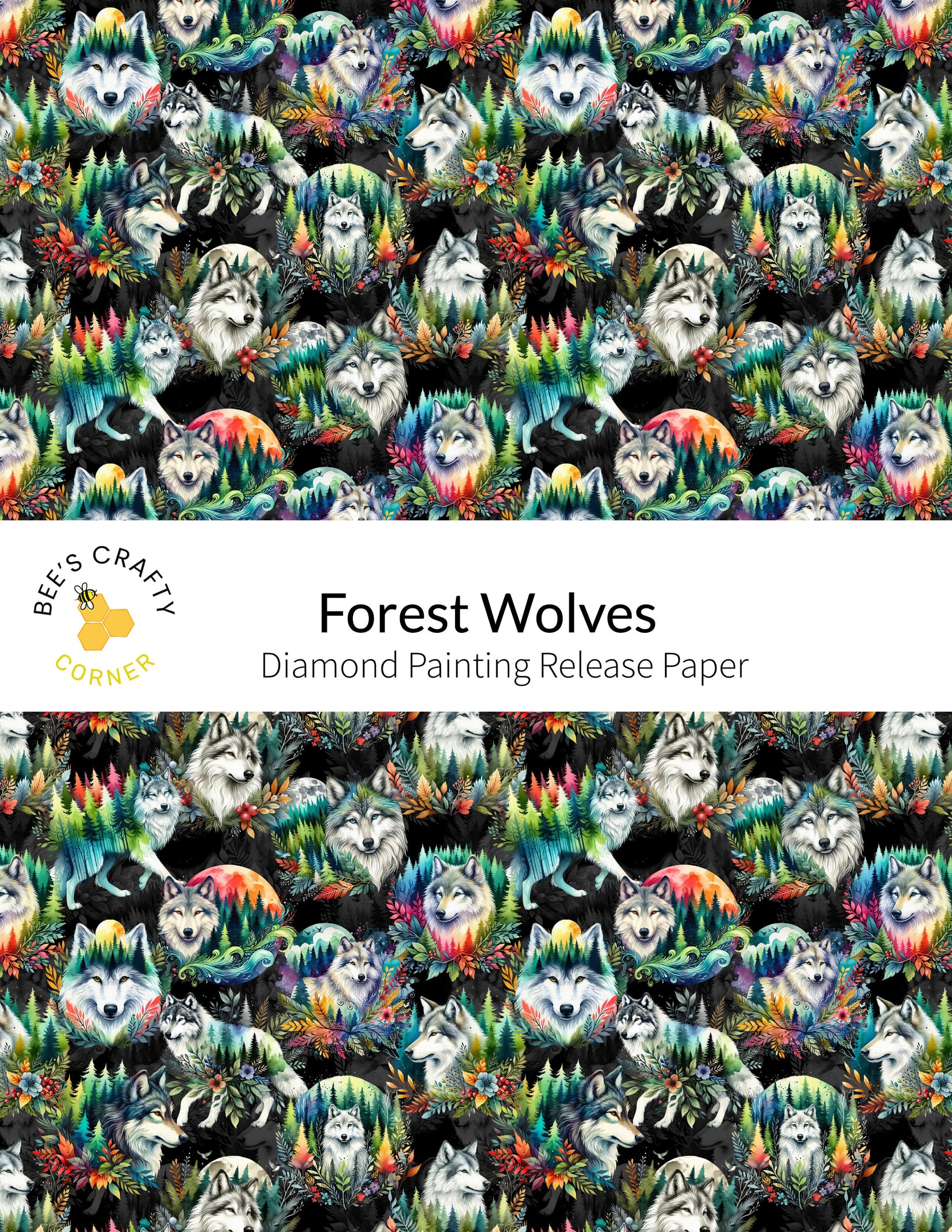 RELEASE PAPER | Forest Wolves - Reusable Patterned Diamond Painting Release Paper