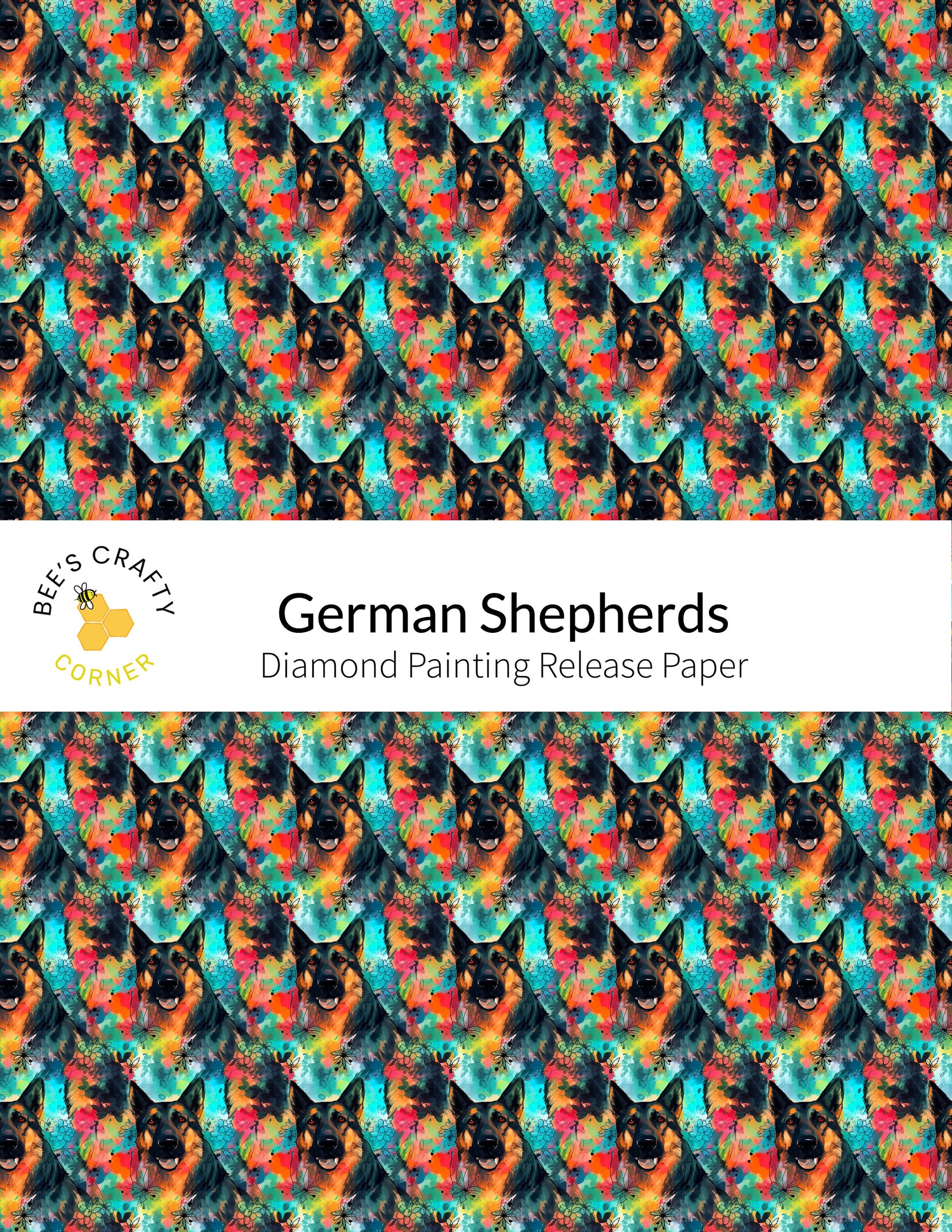 RELEASE PAPER | German Shepherds - Reusable Patterned Diamond Painting Release Paper