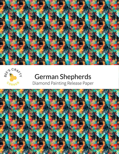 RELEASE PAPER | German Shepherds - Reusable Patterned Diamond Painting Release Paper